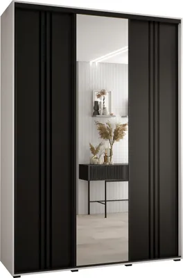 Produktbild von MEBLE KRYSPOL Davos 7 Schrank, drei Türen - 235,2x180x45 cm - Weiß Schwarz Schwarz