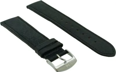 Produktbild von Minott | Uhrenarmband 22mm Leder schwarz Ton in Ton Naht genarbt