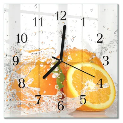 Immagine prodotto di Orologio da parete Tulup Glasuhr, orologio da cucina, vetro vero, 30x30 cm, design moderno e decorativo, silenzioso, con lancette nere - colore arancione