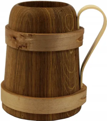 Produktbild von Bierkrug aus Eichenholz 0 5 Liter Holzkrügel Trinkkrug Holzbecher