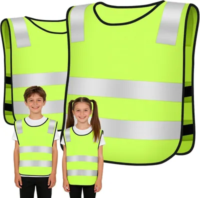 Produktbild von Sicherheitswesten für Kinder – Set mit 2 Stück – Reflektierend – Grün