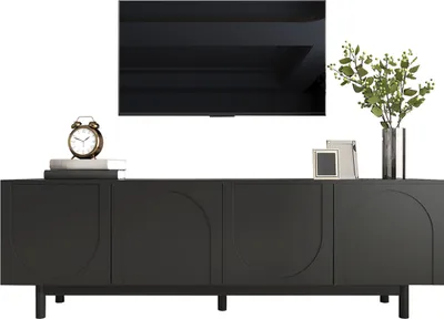 Produktbild von TV-Schrank mit Verstellbare Einlegeplatten Leichte Lowboard TV-Tisch TV-Ständer TV-Schranktisch 175 x 38 x 56 cm Schwarz