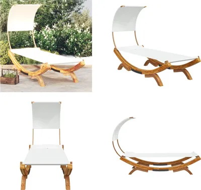 Image de vidaXL Lit Lounge avec toit 100x200x126 cm Bois courbé massif Crème - Lit Lounge - Lits Lounge - Lit Lounge d'Extérieur - Lit d'Extérieur