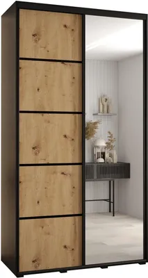 Produktbild von MEBLE KRYSPOL Cannes 5 Schrank mit 2 Schiebetüren - 205,2x130x45 cm - Schwarz Artisan Schwarz