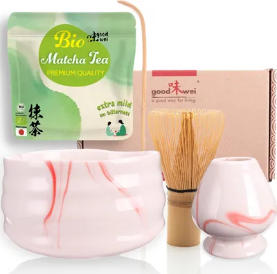 Obrázok produktu pre Matcha Set "Ružový mramor" s 30 g prémiovej organickej matchy