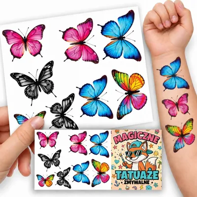 Zdjęcie produktu dla Tatuaże zmywalne dla dzieci MOTYLE 100x70 mm 001