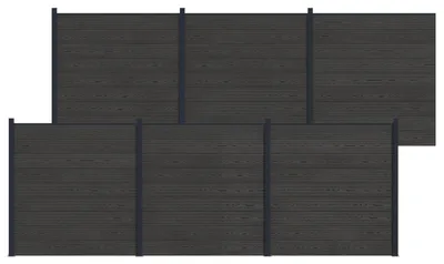 Produktbild von vidaXL zaunset 6 pcs 1045 x 186 cm WPC und Aluminium Schwarz
