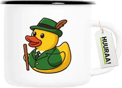 Produktbild von Huuraa Emaille Tasse Quietscheente Schützenbruder Gummiente Schützenfest 300ml Vintage Campingbecher Geschenkidee