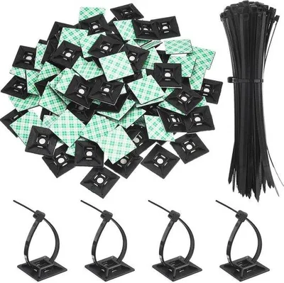 Produktbild von Kabelorganisator-Set mit Kabelhalter, Kabelbinder und Schraubenschlüssel - 200 Stück - für Heimwerkstatt und Garage