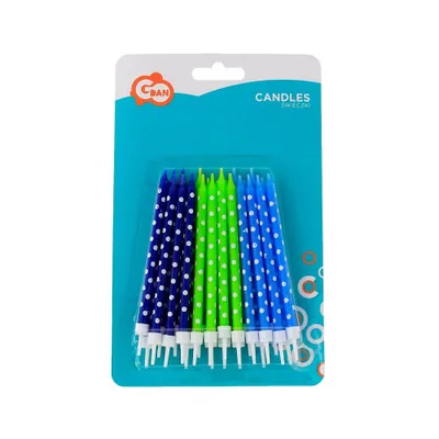 Immagine prodotto di Candela per torta a pois blu 10 cm/24 pz