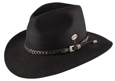 Scippis Western-Filzhut mit Flecht-Lederband & UV-Schutz 50 in schwarz
