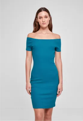 Image de Dámské šaty Urban Classics Ladies Off Shoulder Rib Dress watergreen - XL