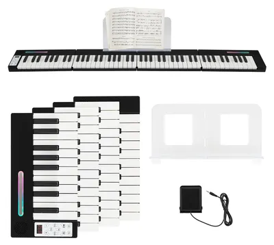 Productafbeelding van COSTWAY Draagbaar elektronisch piano, keyboard met 88 toetsen, modulair digitaal piano met sustainpedaal, notenklem, MIDI-functionaliteit, split- en dual-tone functies, elektronisch piano