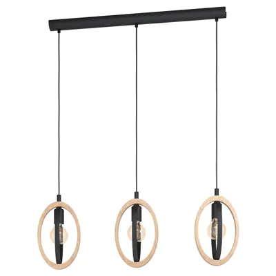 Zdjęcie produktu dla Wisiorek E27 Triple Black/Wood Eglo Basildon