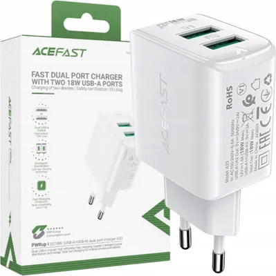 Image de Acefast Chargeur 2X Usb 18W Qc 3.0, Afc, Fcp Blanc (A33 Blanc)