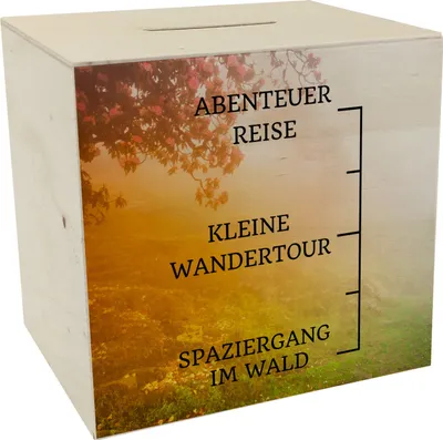 Produktbild von Wander Abenteuer Spardose aus Holz