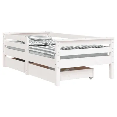Image de vidaXL Lit d'enfant avec tiroirs blanc 70x140 cm pin massif