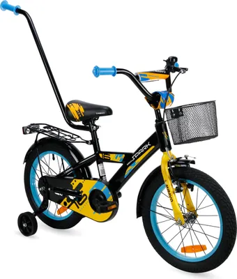 Produktbild von Kinderfahrrad - 16 Zoll - Schwarz und Gelb - für 4-6 Jahre - mit Dual-Pivot-Vorderradbremse - mit Gepäckträger - Jugendfahrrad