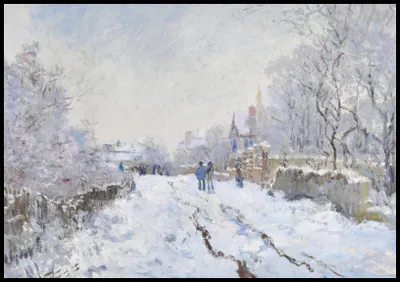 Obrázek produktu pro Plakát 100x70cm Sníh v Argenteuil, Monet Vintage do obývacího pokoje
