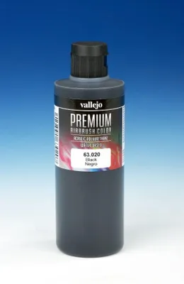 Produktbild von Vallejo 63.020, 200 ml, Schwarz, Matte, Flasche