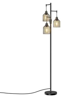 Produktbild von Stehleuchte mit 3 E27-Fassungen, höhenverstellbar | Schwarz | 32x29x176,5 cm