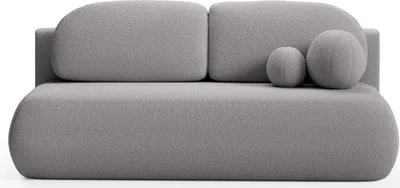 Zdjęcie produktu dla LIKMA Ciemnoszara Sofa 3-osobowa Como 210x85x100 cm z Funkcją Spania, Pojemnikiem na Pościel i Poduszkami Sofa w Tkaninie Bouclé Lambi