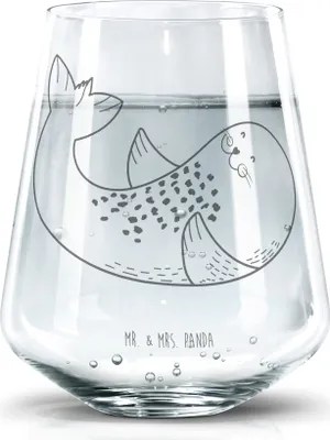 Produktbild von Mr. & Mrs. Panda Becherglas Robbe Liegen - Transparent - Geschenk, Saftglas, Wasserbecher, Glas, Ostsee, Lustige Sprüche, Nordsee, Trinkglas, Strand, Freude, Trinkgefäß