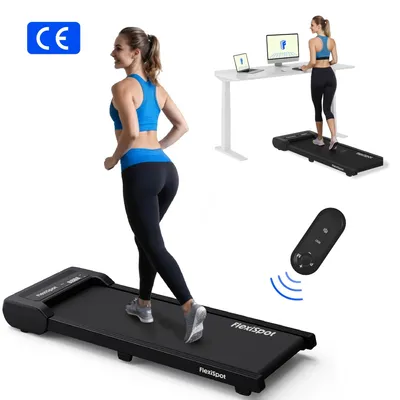 Produktbild von FlexiSpot Laufband Walking Pad für Zuhause & Büro bis 120kg, Geräuscharm 1–6km/h, 2 in1 tragbar mit Fernbedienung & LED, inkl. Schmieröl, Schwarz