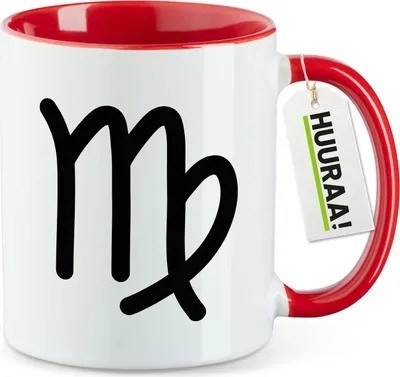 Produktbild von Huuraa Kaffeetasse Jungfrau Sternzeichen Zeichen 330ml Rot Keramik Kaffeebecher Geschenkidee