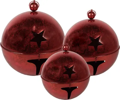 Immagine prodotto di Campana decorativa natalizia Clayre & Eef Ø 62 / Ø 52 / Ø 42 cm in metallo rosso