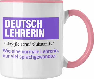 Produktbild von Trendation - Deutschlehrerin Geschenk Tasse Geschenkidee Abschied Abschiedsgeschenk Geburtstag Deutsch Lehrerin (Rosa)