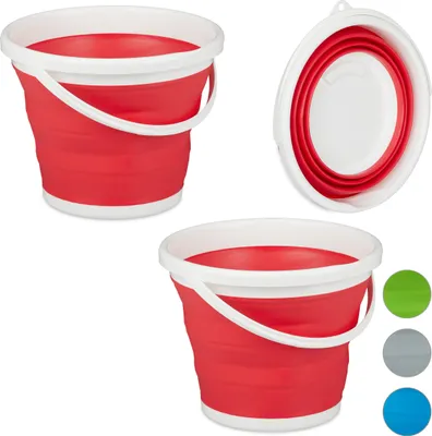 Produktbild von relaxdays 2 x Faltbarer Eimer 10 l rot