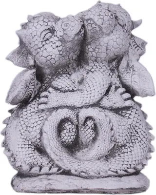 Image de Sculpture de jardin représentant deux dragons en béton enlacés