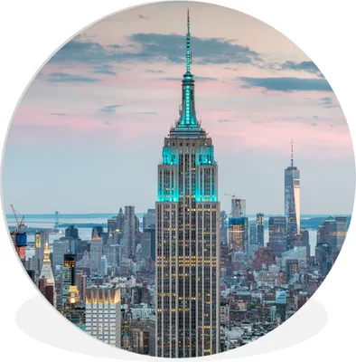 Produktbild von MuchoWow® Rundes Wandbild - Runde Bilder Das beleuchtete Empire State Building in New York Ø 60 cm Kreis Wanddekoration Kunststoff - Wandkreis - Wandschmuck - Wand Kreis - Das Schlafzimmer - Die Bilder - Wandmalerei - Kunst für das Haus - das Plastik