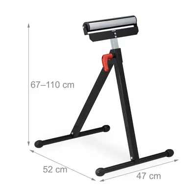 Produktbild von Relaxdays válečkový kozlík, plynule výškově nastavitelný, 67-110 cm, skládací, do 60 kg, dílenský kozlík, ocel, černý