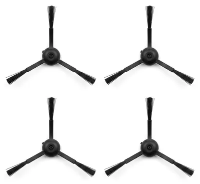 4 Ersatz-Seitenbürsten für Saugroboter, 3-armig, Schwarz