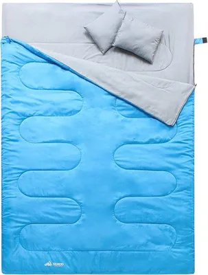 Image de Sac de couchage double pour 2 personnes, 220 x 150 cm, bleu, -5 °C