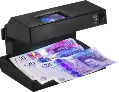 Obrázok produktu pre Prenosná kontrola falošných bankoviek s hotovostnými bankovkami Stroj na kontrolu bankoviek podporuje UV žiarenie a detekciu vodoznaku s lupou Tester falošných peňazí pre USD EURO POUND, EU Plug