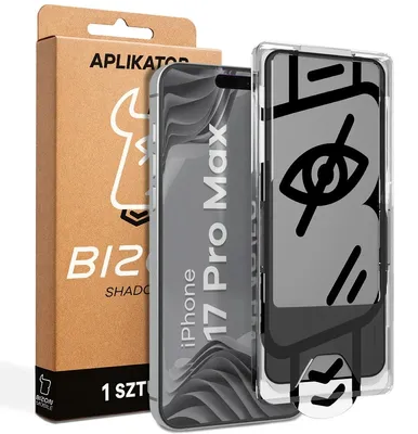 Produktbild von Gehärtetes Glas mit Privatschutzfilter und Applikationsrahmen für iPhone 17 Pro Max, Bizon Glass Aplikator Shadow, 1 Set