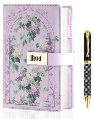 Produktbild von Tagebuch mit Schloss A5 liniert lila mit Stift und Geschenkbox