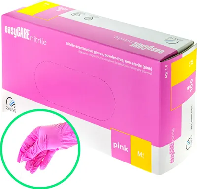 Image de Gants caoutchouc nitrile EASYCARE ZARYS rose non poudré M
