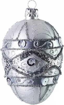 Produktbild von Osterei aus Glas Silber verziert