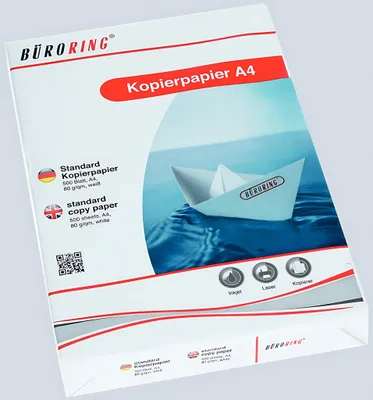 Zdjęcie produktu dla Papier do kopiowania Büroring, A4, biały bezdrzewny, 80 g/m², do drukarek atramentowych i laserowych,