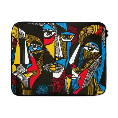 Produktbild von MuchoWow® Laptop Hülle 17 Zoll Laptoptasche Malerei - Ölgemälde - Kubismus - Zipper - Schutzabdeckung