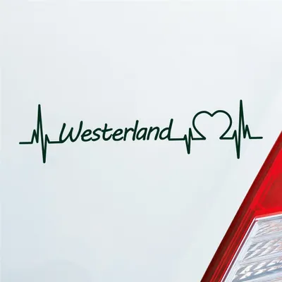 Produktbild von HUURAA! Auto Aufkleber Westerland Puls Herzschlag Fun Sticker Heckscheibenaufkleber Autoaufkleber mit Ferien Region Motiv 19x4cm