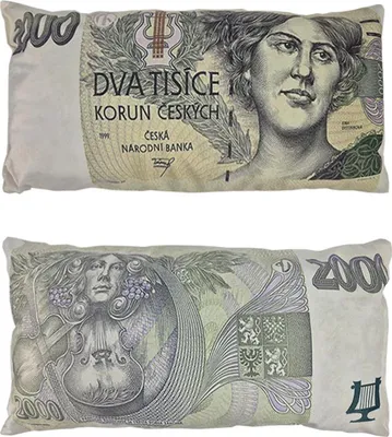 Obrázek produktu pro Dekorační polštář bankovka 2000kč 28x53cm