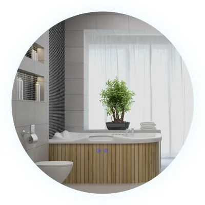 Produktbild von kleankin Badspiegel mit Beleuchtung, Ø70 cm Wandspiegel mit 3 Lichtfarben