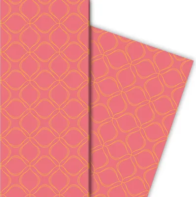 Produktbild von Frühlings Designer Geschenkpapier mit grafischem Blüten in gelb rosa - G7212, 32 x 48cm