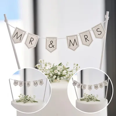 Produktbild von Hochzeit Schwarz-Weiß Wimpel Tortendeko