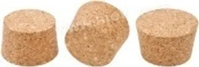 Three cork stoppers are displayed against a white background.